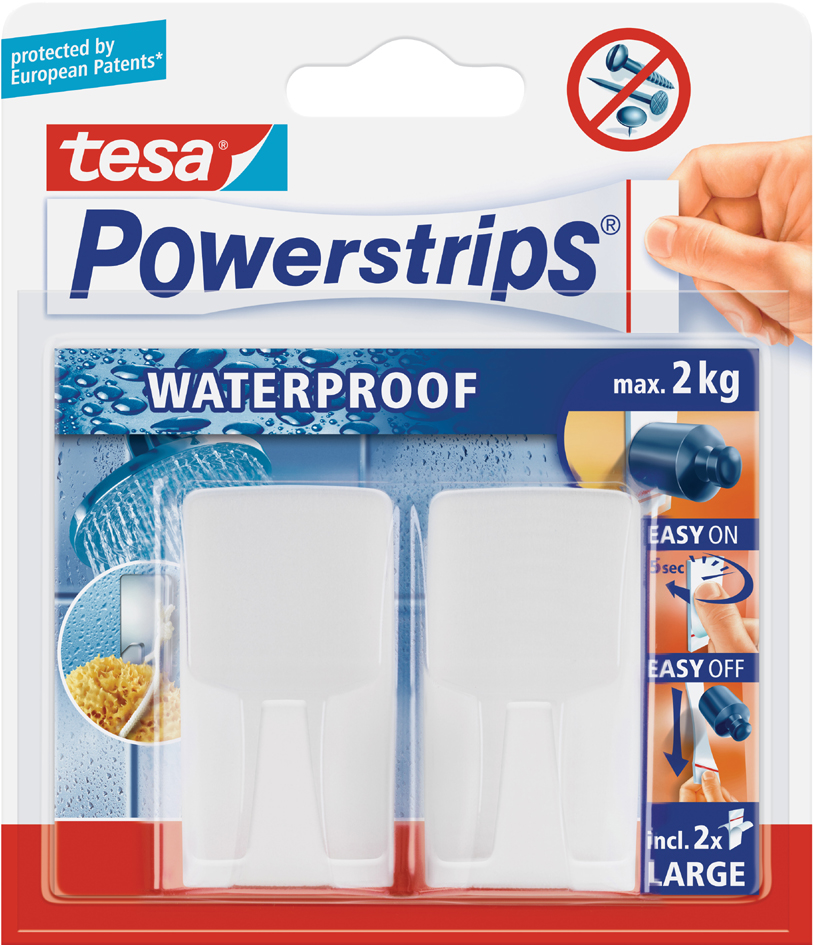 tesa Powerstrips Crochet 'WAVE' WATERPROOF, blanc, plastique