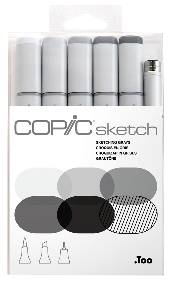 COPIC Marqueur sketch, kit de 6 'Sketching Grays'
