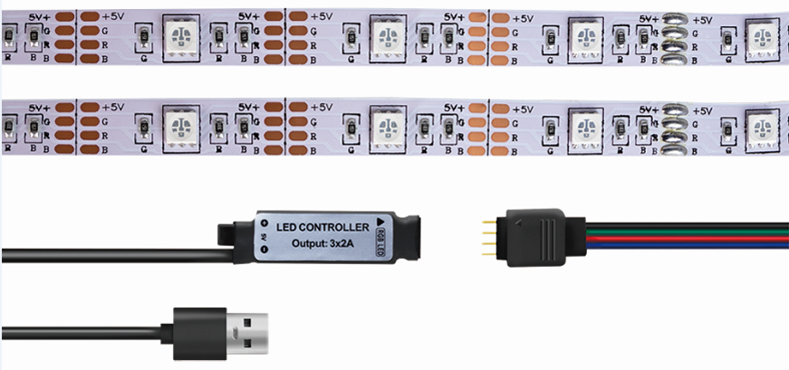 LogiLink Ruban LED RVB avec télécommande, autocollant, 3 m