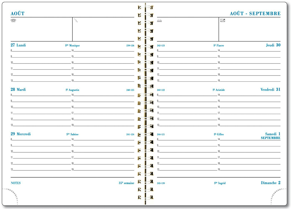 Agenda de bureau SAD 19S - grille