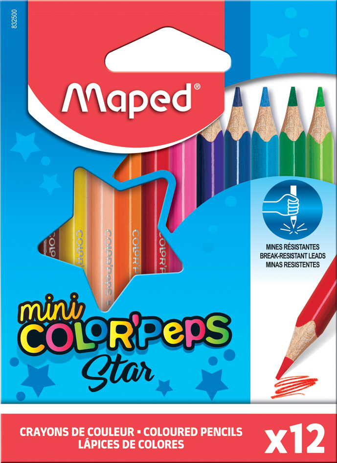 Maped Crayons de couleur COLOR'PEPS Mini, étui carton de 12