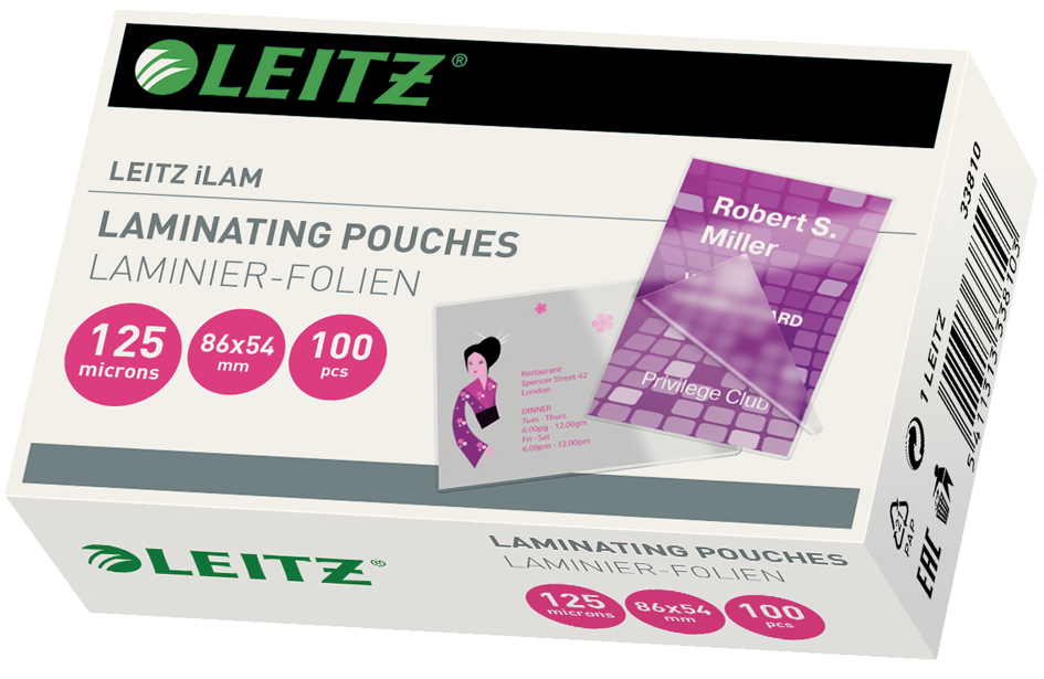 LEITZ Pochette de plastification, 54 x 86 mm, 250 microns