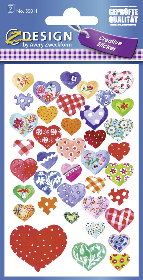 AVERY Zweckform ZDesign Sticker CREATIVE 'coeurs', coloré