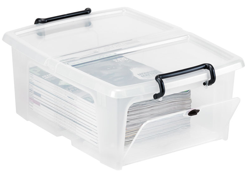 Boîte de rangement, 20 litres, avec ouverture sur le côté - ouvert