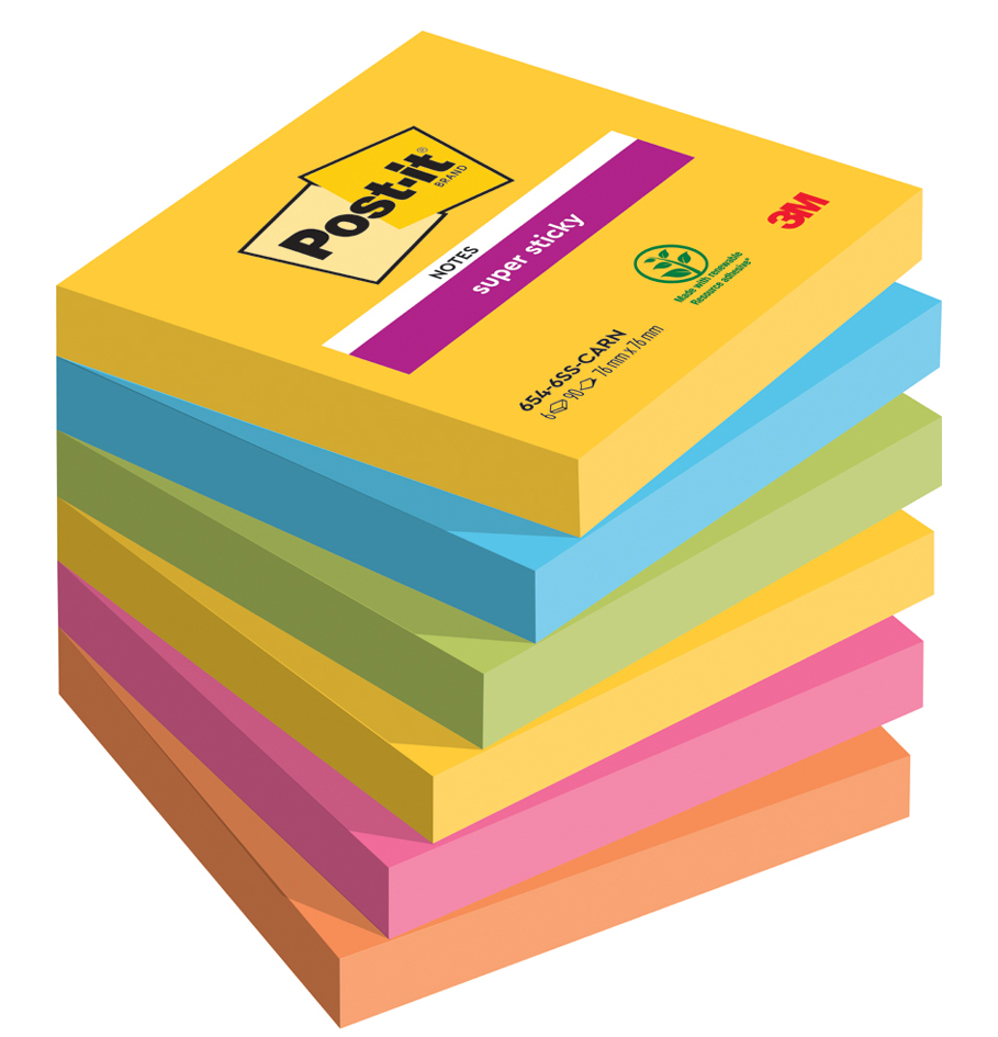 Post-it Bloc-note adhésif super sticky notes, 76 x 76 mm
