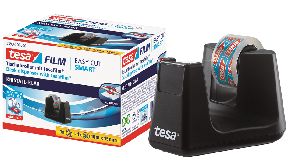 tesa Dévidoir de bureau Smart ecoLogo, équipé, noir