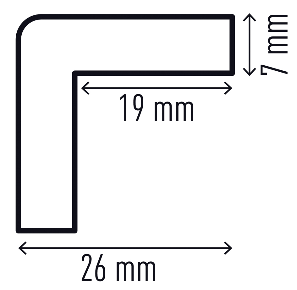 Vue détaillée: dimensions du profilé de protection des angles C19