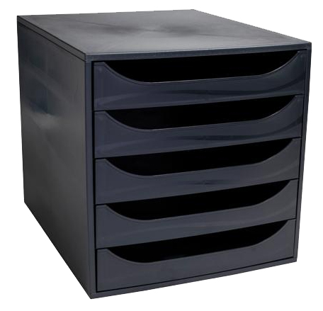EXACOMPTA Module de classement ECOBOX, 5 tiroirs, noir/noir