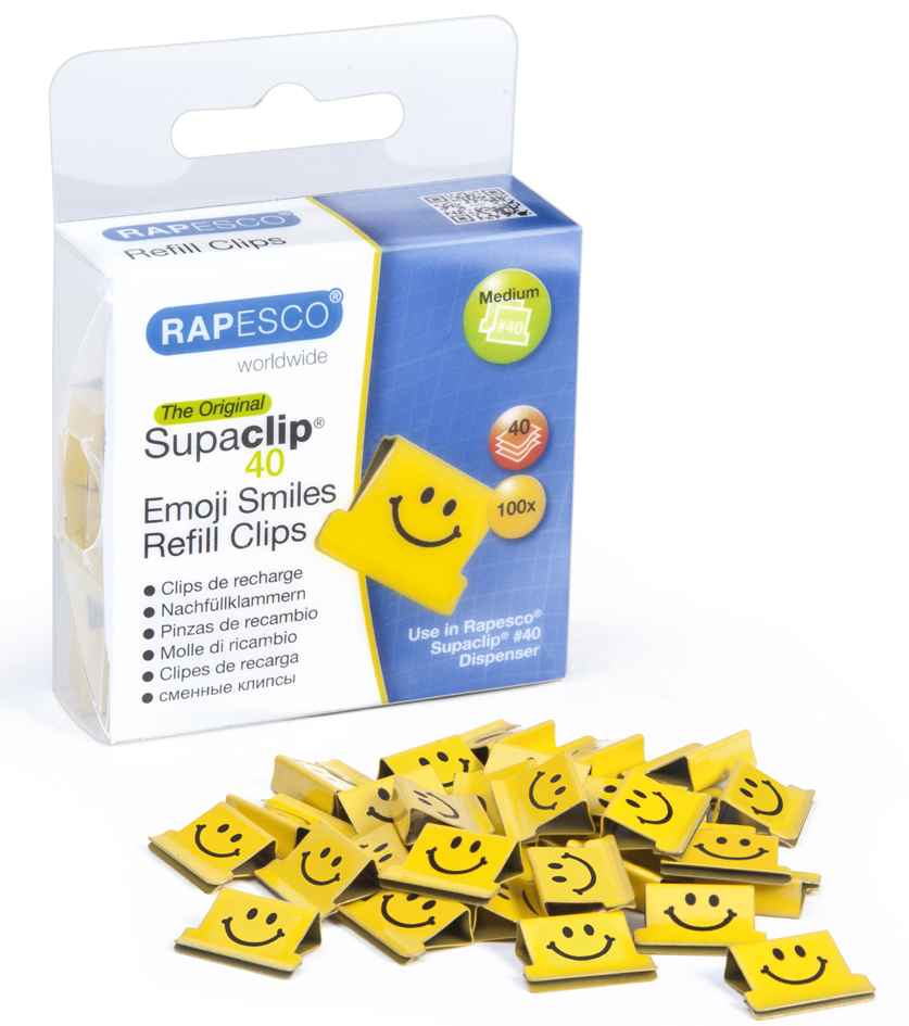Supaclip® 40, jaune, motif smile, dans un emballage