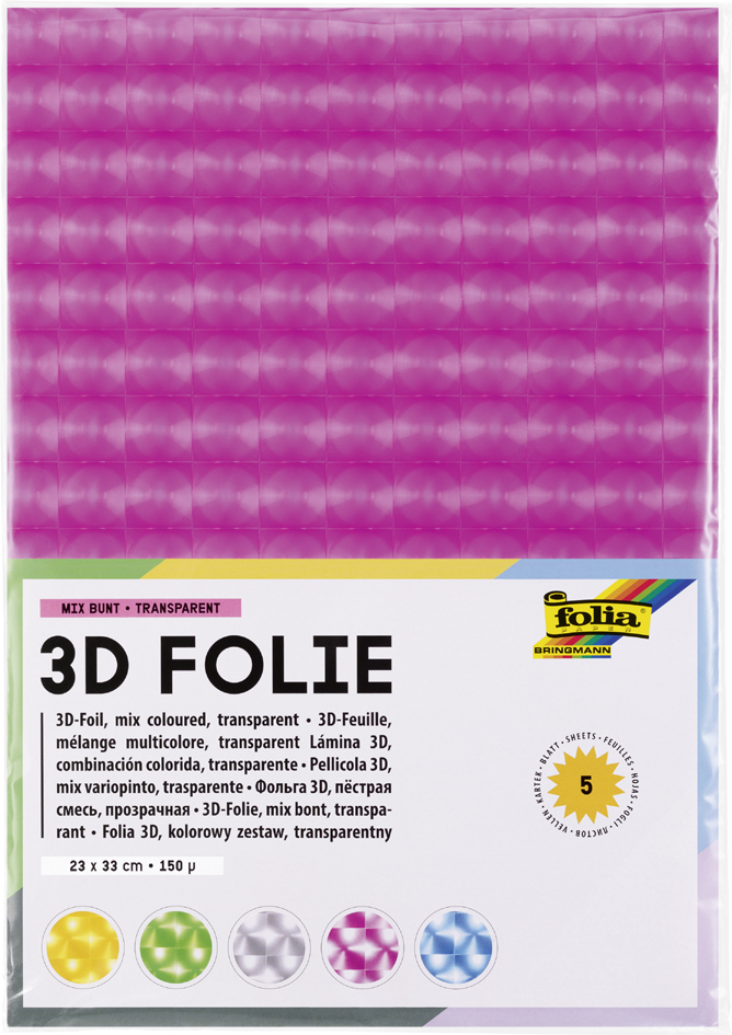folia Film 3D, épaisseur: 150 microns, 230 x 330 mm, assorti
