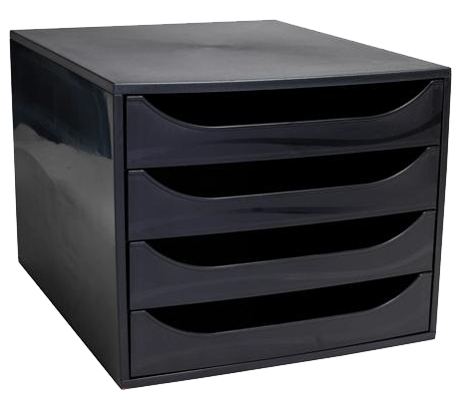 EXACOMPTA Module de classement ECOBOX, 4 tiroirs, noir