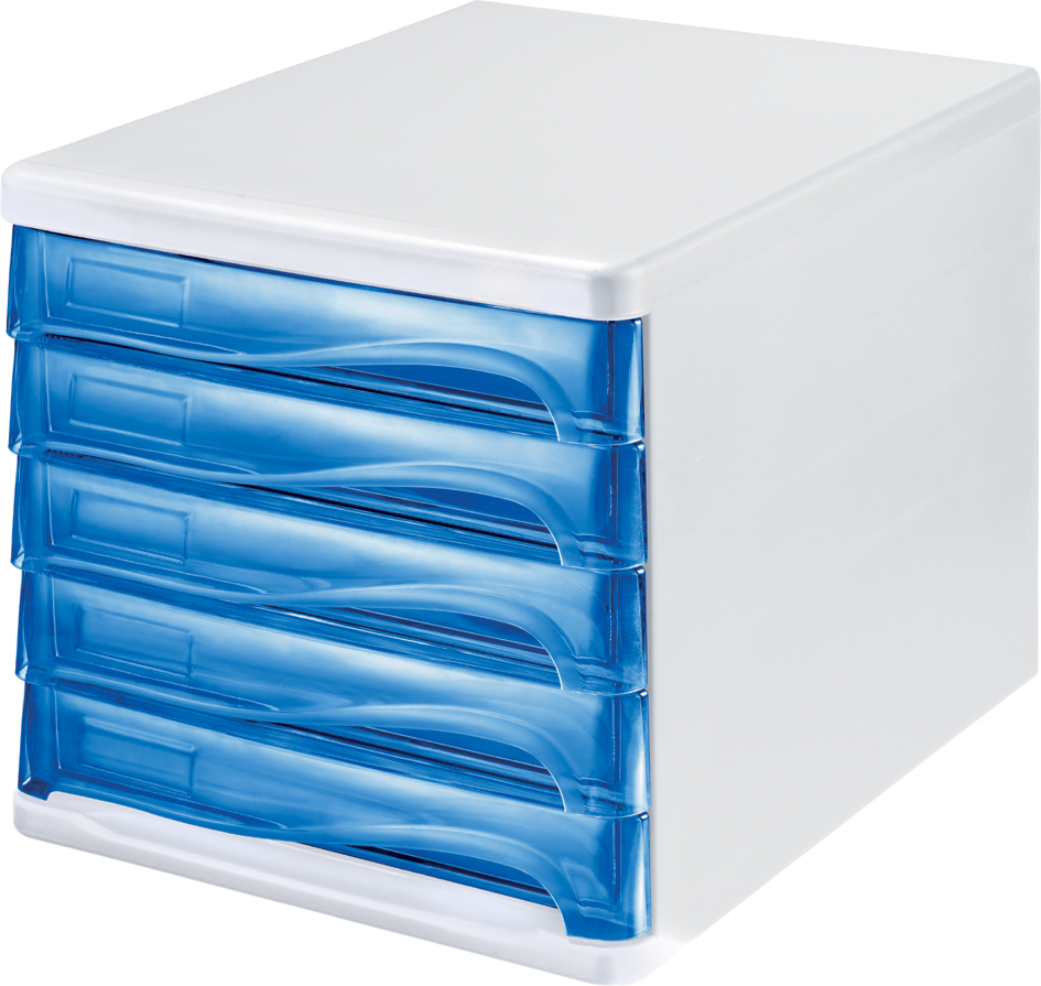 helit Module de classement 'the wave', 5 tiroirs blanc/bleu