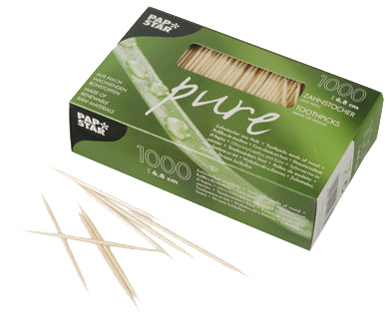 PAPSTAR Cure-dent 'pure', en bois, rond, longueur: 65 mm