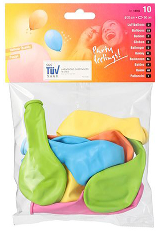 Ballon de baudruche "Pastel", emballage