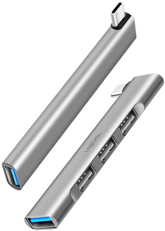 LogiLink Hub USB 3.0 Ultraslim, 4 ports, boîtier aluminium