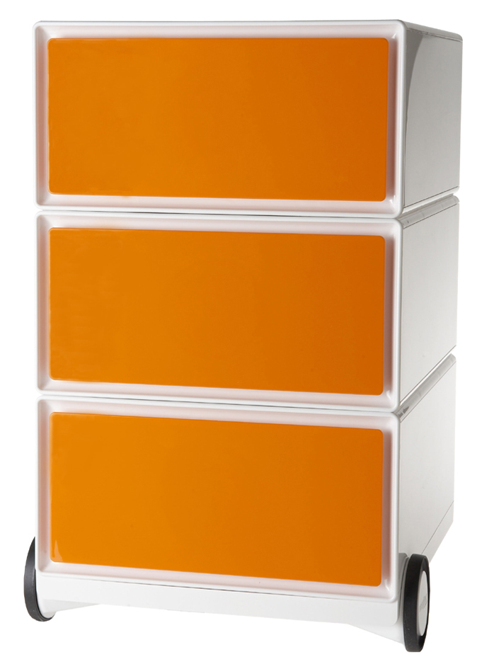 PAPERFLOW Caisson mobile 'easyBox', 3 tiroirs, blanc/orange