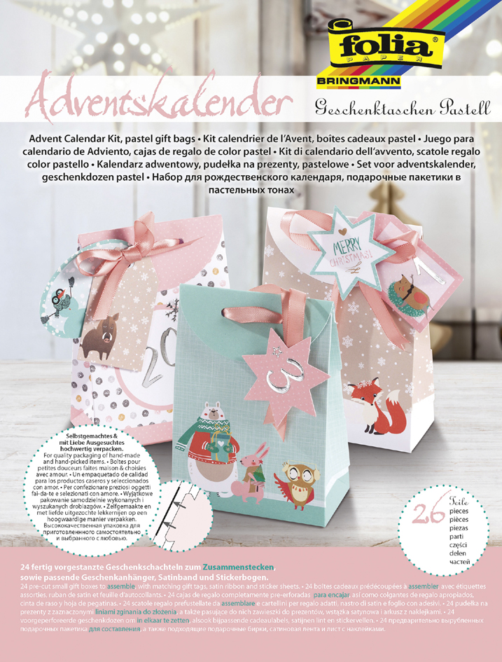 folia Calendier de l'Avent 'Boîte cadeau pastel', 26 pièces