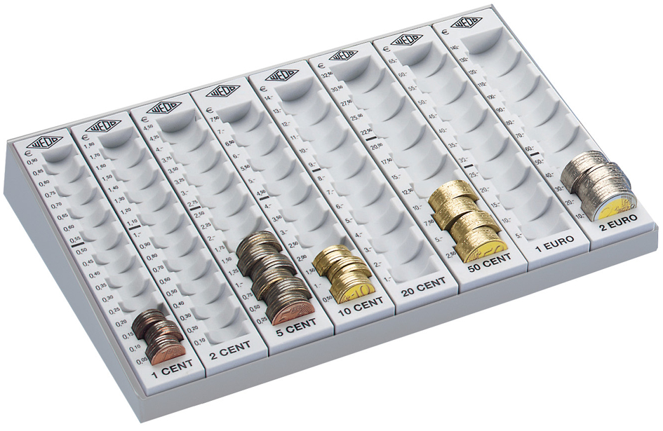 WEDO Monnayeur monobloc avec 8 rangées amovibles, gris
