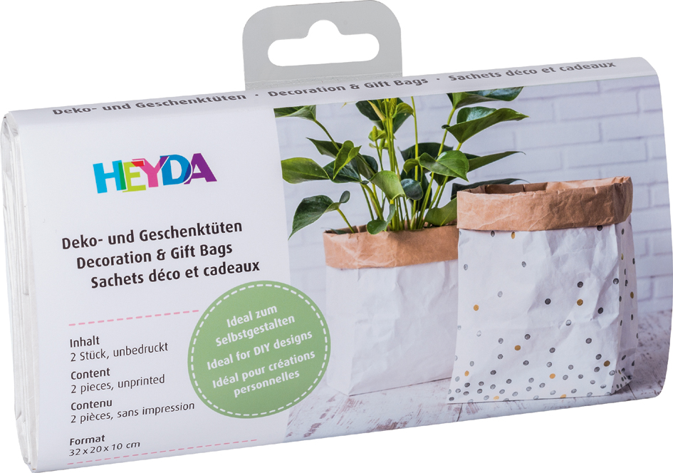HEYDA Sachet cadeau en papier, grand, blanc / nature