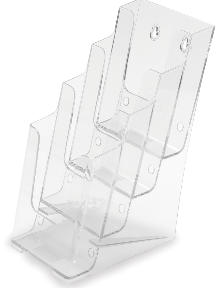 deflecto Porte-brochures, 1/3 A4 portrait, 4 compartiments
