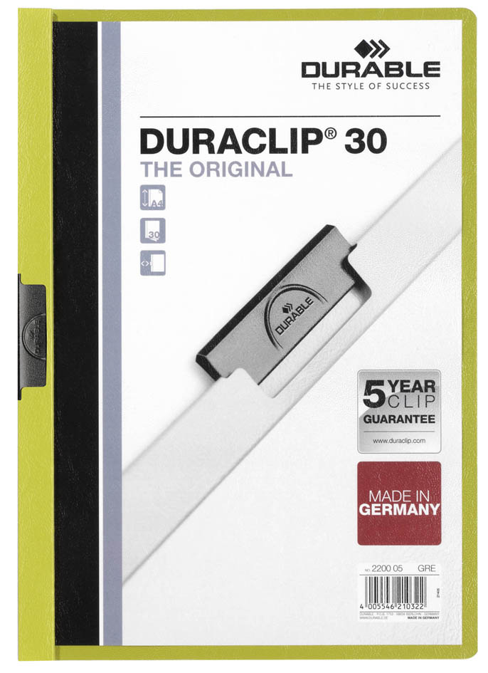 DURABLE Chemise à clip DURACLIP ORIGINAL 30, A4, vert