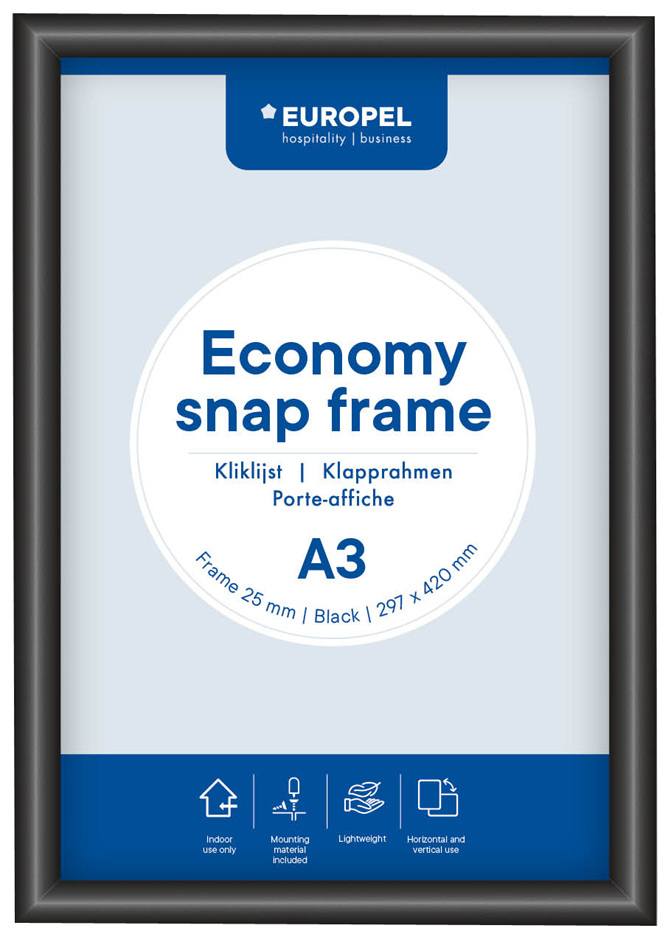 EUROPEL Cadre porte-affiche Economy, A1, 25 mm, noir