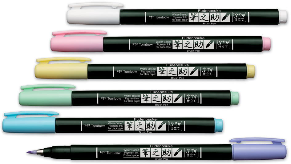 Tombow Stylo de calligraphie Fudenosuke Pastel, blanc