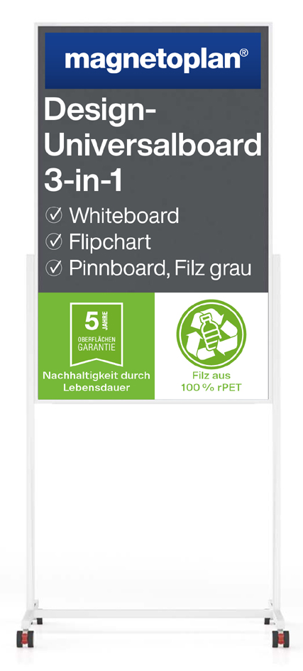 magnetoplan Tableau univ., (l)750 x (L)1.200 mm, feutre gris