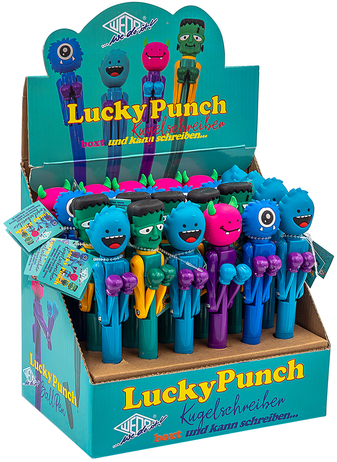 WEDO Stylo à bille monstre 'Lucky Punch', présentoir de 24