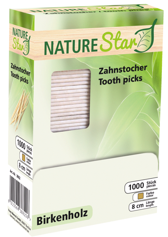 NATURE Star Cure-dent, en bois, en vrac longueur: 80 mm nature 1.000