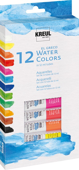 KREUL Peinture aquarelle el Greco, 12 ml, kit de 12