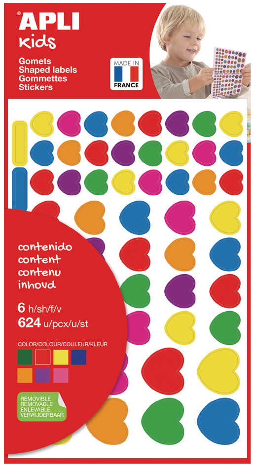 Gommettes "Coeur", couleurs vives