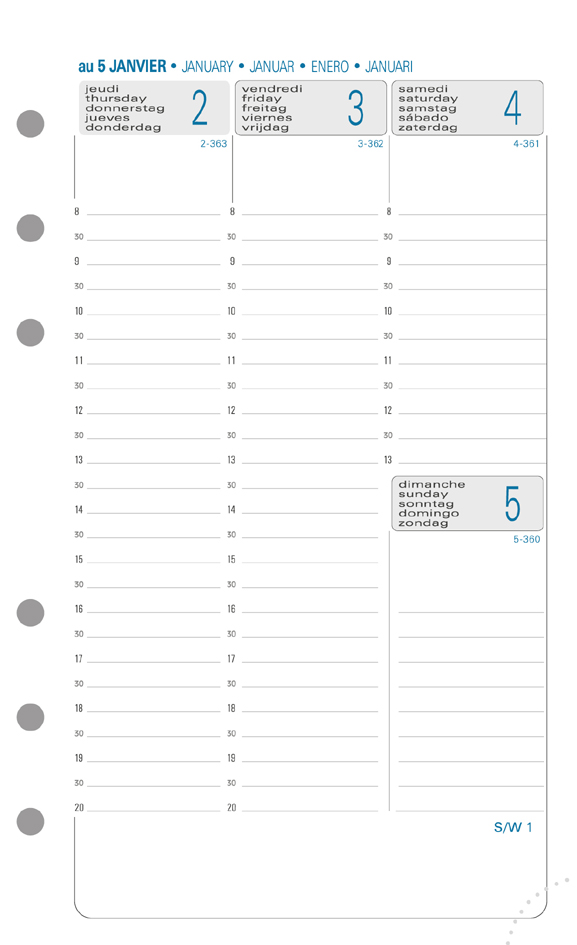 Recharge "Exatime 17", 1 semaine/2 pages vertical