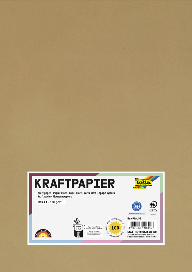folia Papier kraft, 120 g/m2, A4, 100 feuilles