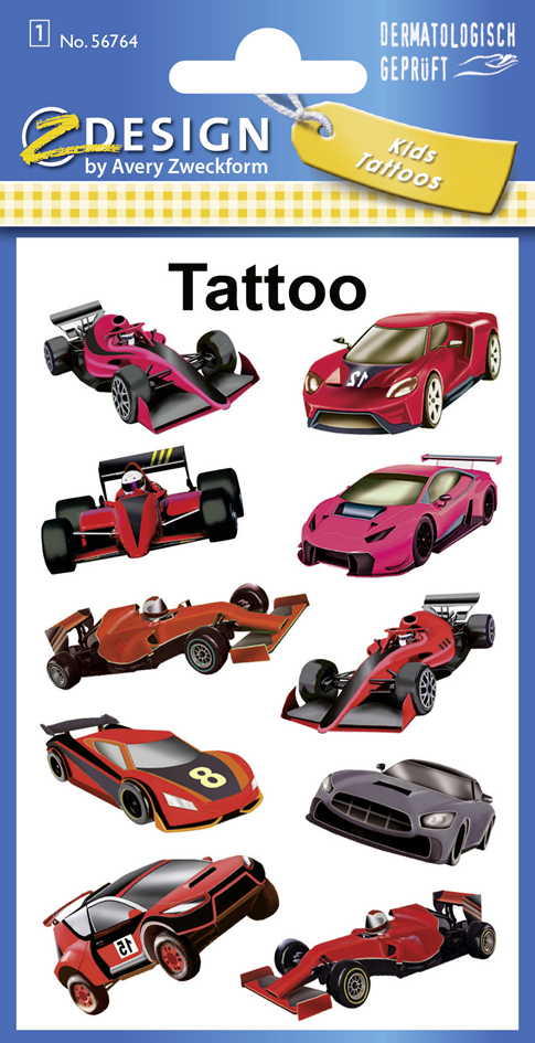 ZDesign KIDS Tatouages 'voitures de course', noir/rouge