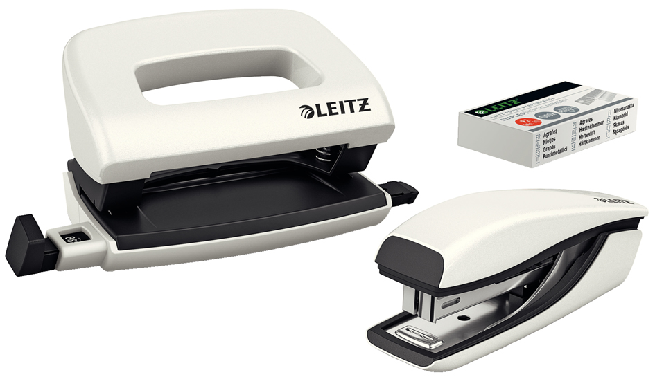 LEITZ Kit mini agrafeuse et perforateur Nexxt WOW, blanc
