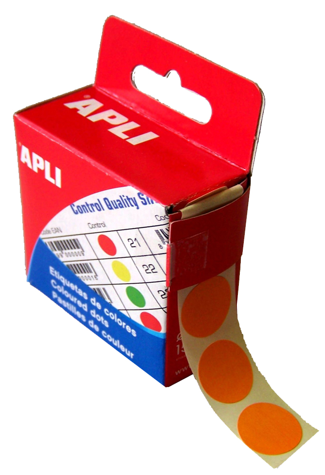 APLI Pastille de signalisation, diamètre 15 mm, orange