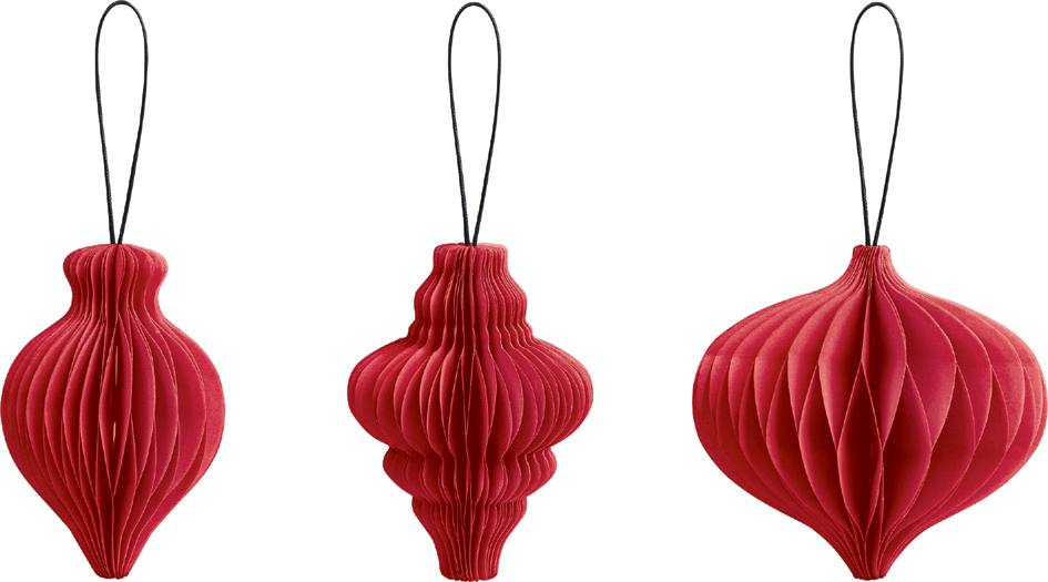 HEYDA Set décoration 'Goutte en nid d'abeille', rouge