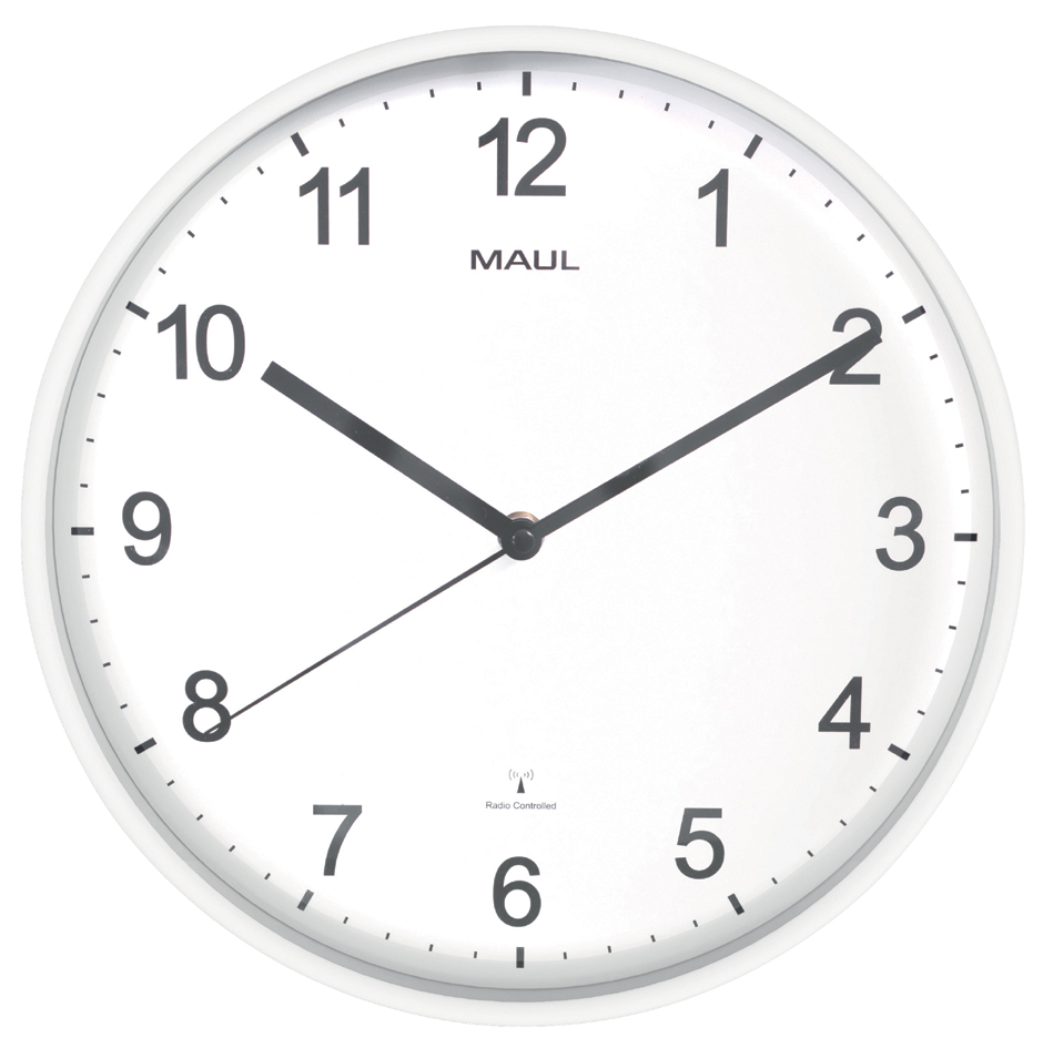 MAUL Horloge murale/radio MAULspint, diamètre: 300 mm, blanc
