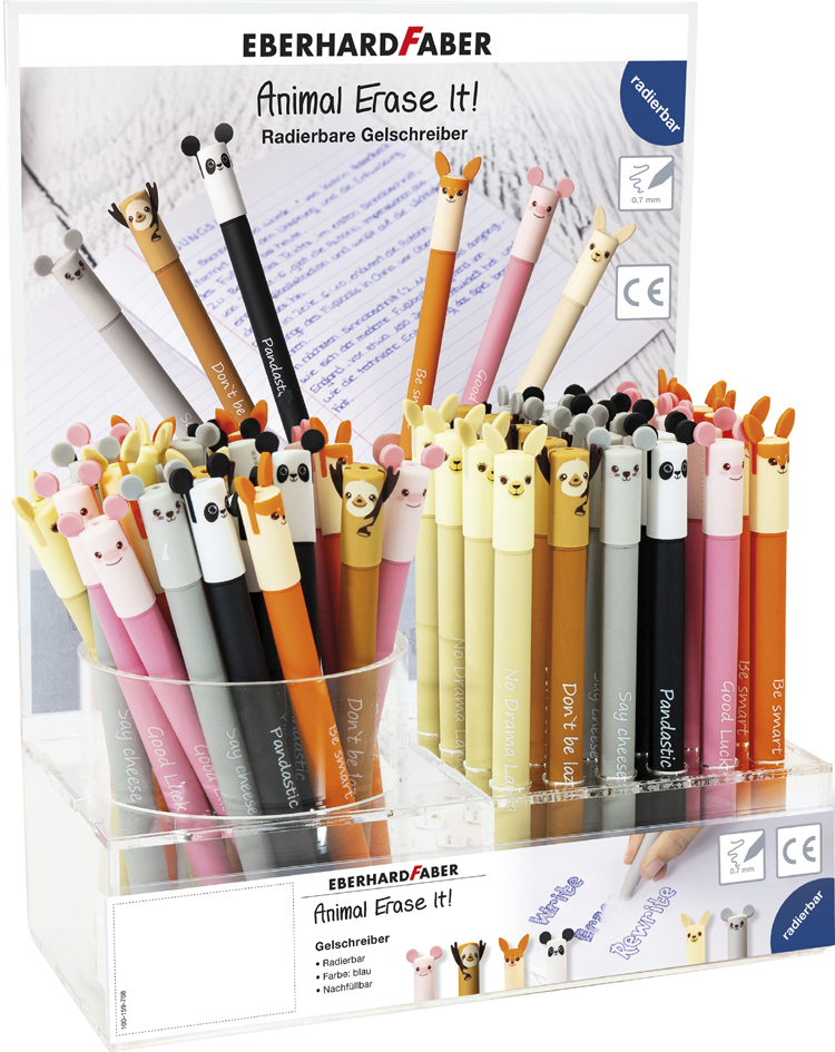 EBERHARD FABER Stylo encre gel Animal Erase it! présentoir