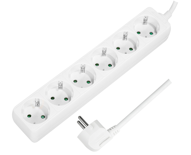 LogiLink Multiprise, 6 prises, sans interrupteur, blanc