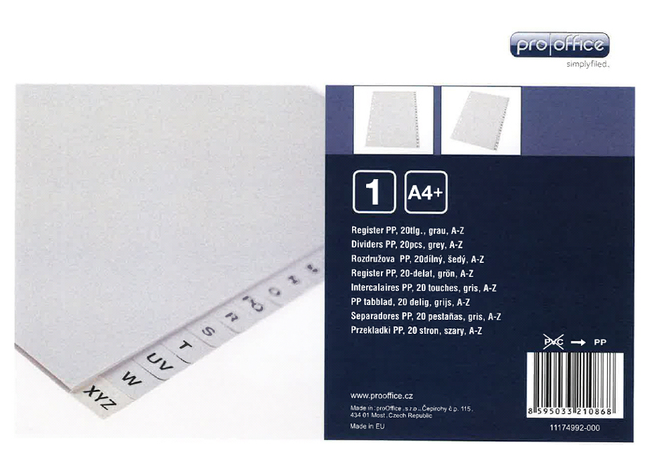 Intercalaires plastique, alphabétique
