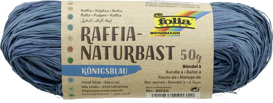 folia Raphia naturel, 50 g, bleu roy