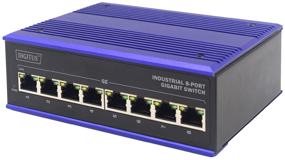 DIGITUS Commutateur industriel Gigabit, 8 ports, Unmanaged
