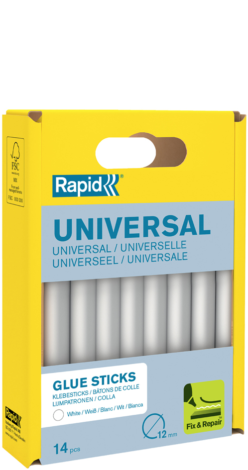 Rapid Bâton de colle universel blanc, diamètre: 12 mm