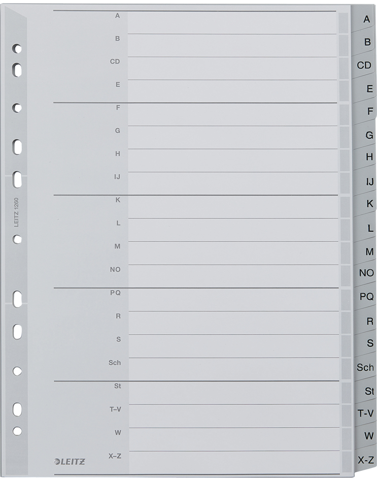 LEITZ Intercalaires en plastique, A-Z, format A4 extra large