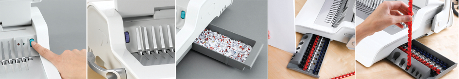 Perforation électronique - butée réglable - compartiment à confettis - bac de conservation - sélecteur de diamètre