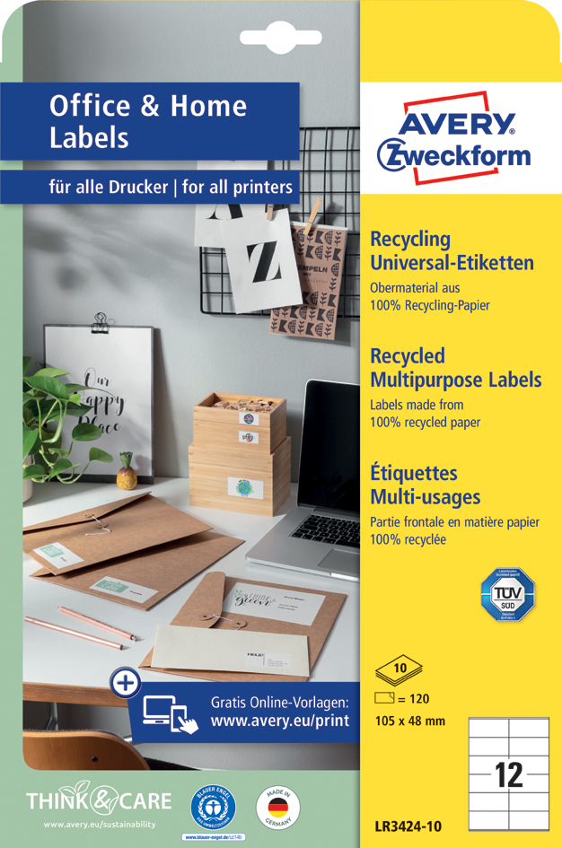 AVERY Zweckform Etiquettes multi-usage recyclées Home Office