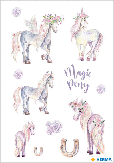 HERMA Autocollants DECOR 'Poney', pailleté