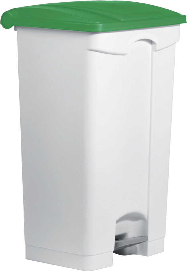 helit Poubelle à pédale 'the step', 90 litres, blanc/vert